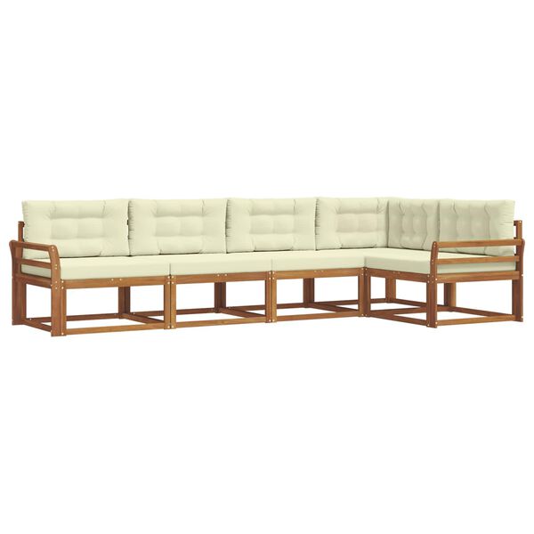 vidaXL K&uuml;lt&eacute;ri kanap&eacute; szett p&aacute;rn&aacute;val 5 pcs Term&eacute;szetes &eacute;s kr&eacute;msz&iacute;nű