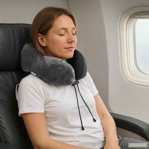 vidaXL Utaz&oacute; Nyakp&aacute;rna Egysz&iacute;nű Sz&uuml;rke 27 x 26 x 14 cm Mem&oacute;riahab