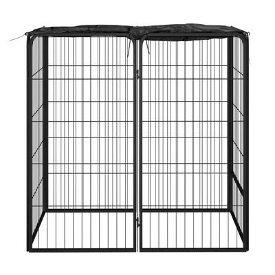vidaXL 6-paneles fekete porszórt acél kutyakernel 50 x 100 cm
