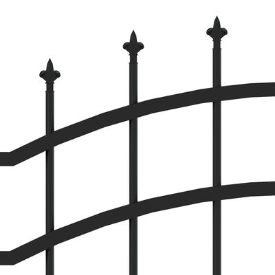 vidaXL fekete porszórt acél kerti kerítés lándzsa hegyekkel 115 cm