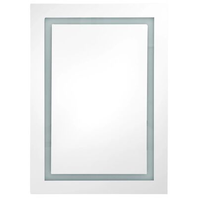 vidaXL fehér-tölgyszínű LED-es tükrös fürdőszobaszekrény 50x13x70 cm