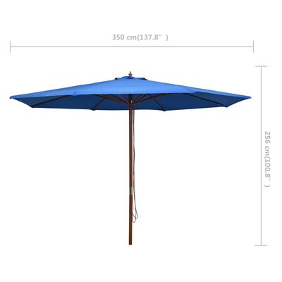 vidaXL kék kültéri napernyő farúddal 350 cm