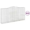 vidaXL 15 db &iacute;ves horganyzott vas gabion kos&aacute;r 400x50x200/220 cm