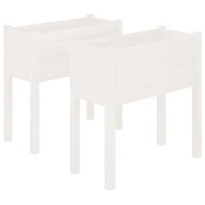 vidaXL 2 db feh&eacute;r t&ouml;m&ouml;r fenyőfa kerti vir&aacute;gtart&oacute; 70 x 31 x 70 cm