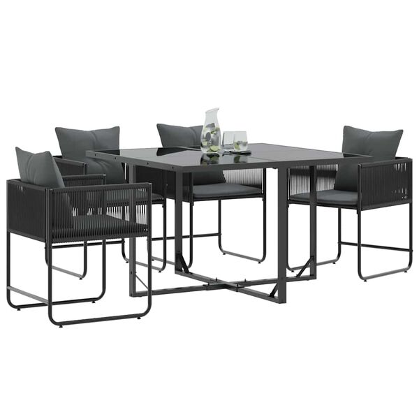 vidaXL Kerti székek 4 pcs Fekete és antracit 50.5 x 53.5 x 63.5 cm