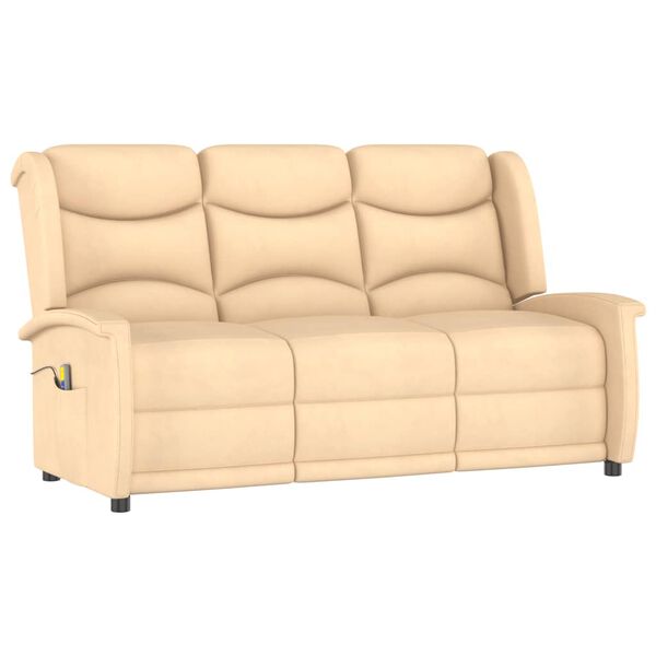 vidaXL 3 személyes krém mikroszálas szövet dönthető masszázsfotel