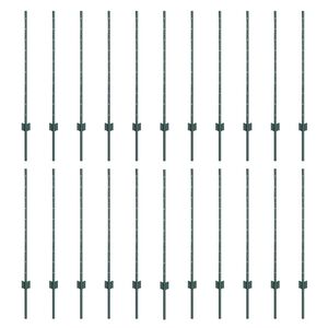 vidaXL Be&aacute;gyazott ker&iacute;t&eacute;soszlop 22 db Z&ouml;ld 140 cm Porsz&oacute;rt ac&eacute;l