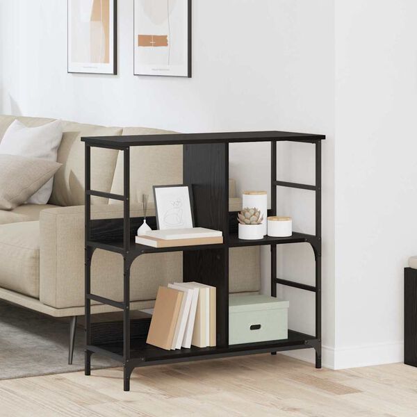 vidaXL K&ouml;nyvespolc Musta tammi 78.5 x 33 x 82 cm Faanyag