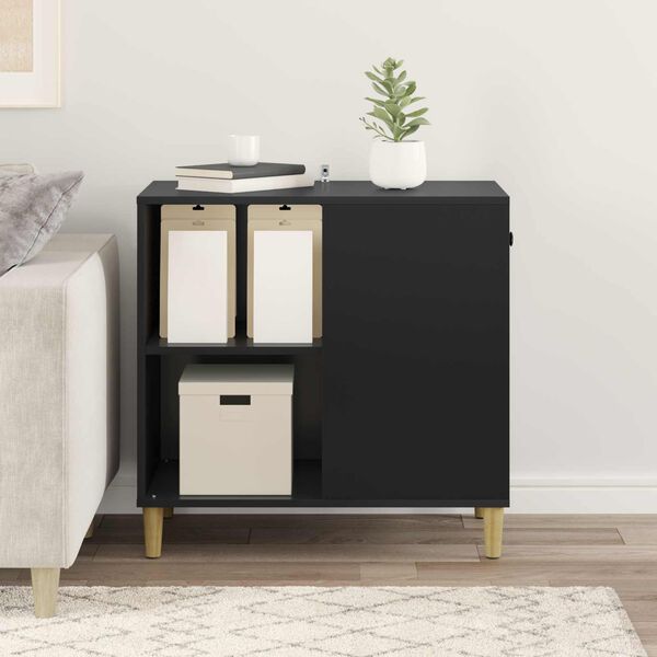 vidaXL Macska H&aacute;z Fekete 72 x 42,5 x 70 cm Faanyag