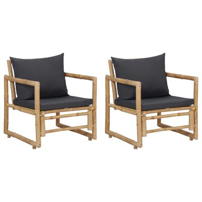 vidaL 2 db bambusz kerti szék párnákkal