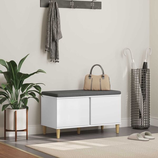 vidaXL Előt&eacute;r pad p&aacute;rn&aacute;val t&aacute;rol&oacute;val ajt&oacute;val Feh&eacute;r 80 x 38 x 46 cm