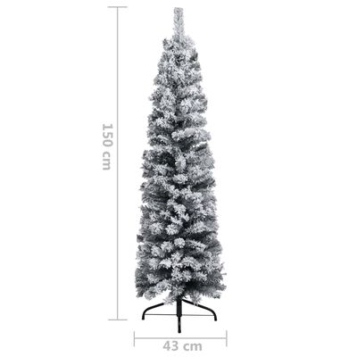 vidaXL vékony PVC műkarácsonyfa pelyhes hóval 150 cm