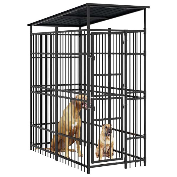 vidaXL ac&eacute;l k&uuml;lt&eacute;ri kutyakennel tetővel 1,84 m&sup2;