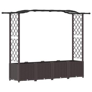vidaXL Magas&iacute;tott &Aacute;gy Trellis-szel &eacute;s Tetővel Barna 204 x 40 x 141 cm