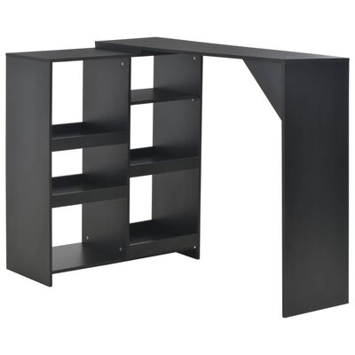 vidaXL fekete bárasztal mozgatható polccal 138 x 39 x 110 cm