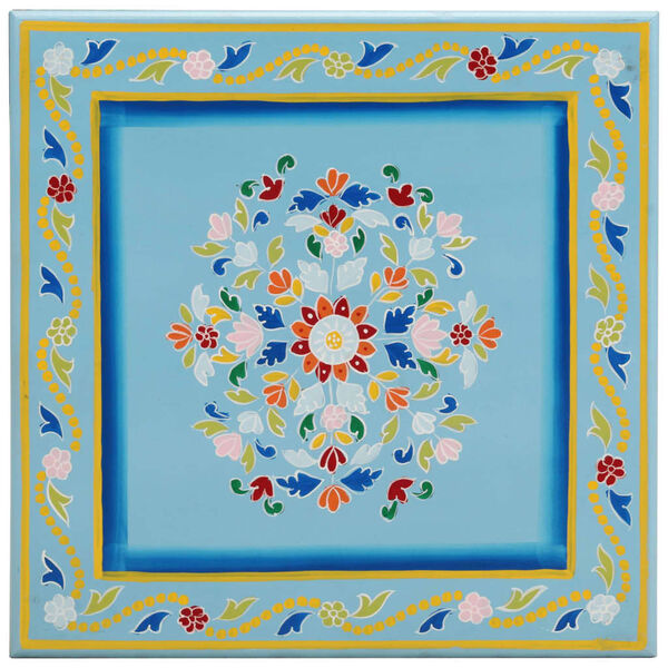 vidaXL kézzel festett türkizkék tömör mangófa dohányzóasztal