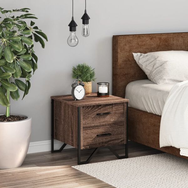 vidaXL barna t&ouml;lgysz&iacute;nű szerelt fa &eacute;jjeliszekr&eacute;ny 40 x 41 x 40 cm