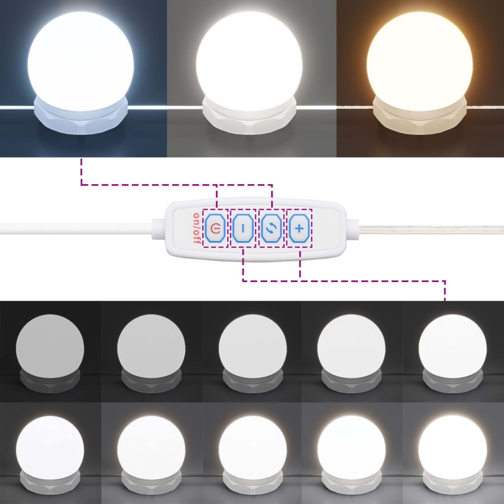vidaXL füstös tölgyszínű LED-es fésülködőasztal 74,5 x 40 x 141 cm