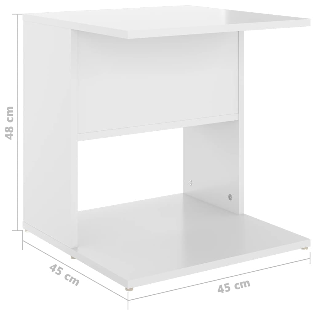 vidaXL magasfényű fehér forgácslap kisasztal 45 x 45 x 48 cm