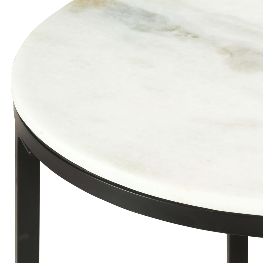 vidaXL fehér és fekete valódi tömör márvány dohányzóasztal Ø50 cm