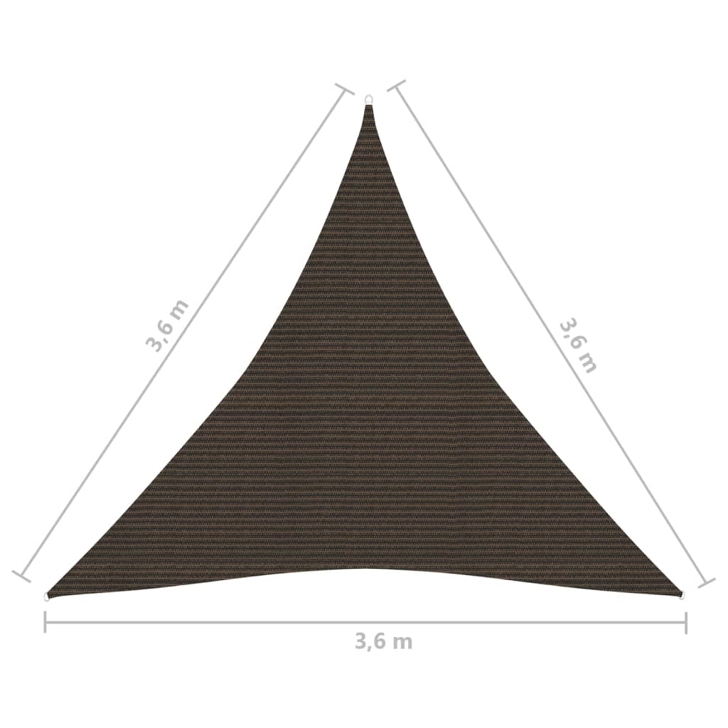 vidaXL barna HDPE napvitorla 160 g/m² 3,6 x 3,6 x 3,6 m