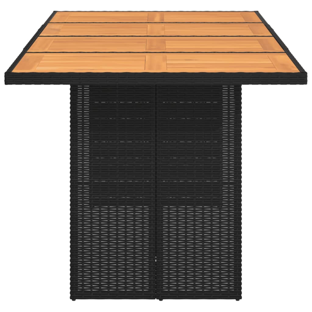vidaXL fekete polyrattan akácfa lapos kerti asztal 190 x 80 x 74 cm