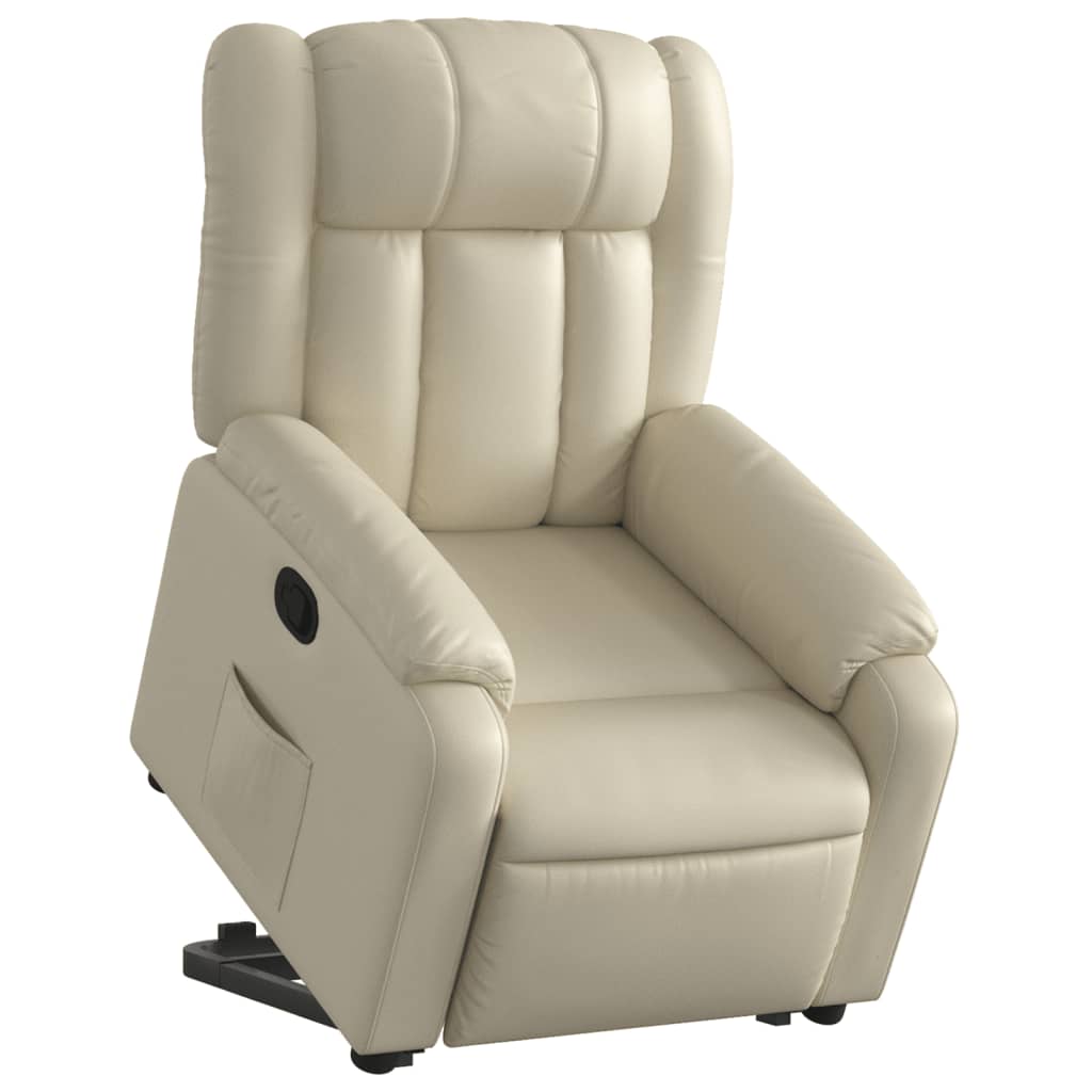vidaXL krémszínű műbőr felállást segítő dönthető fotel
