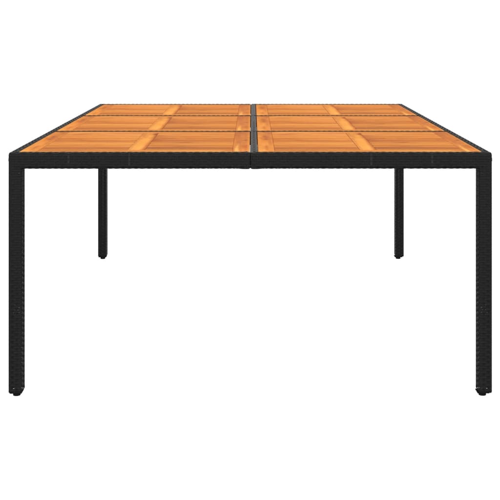 vidaXL fekete akácfa és polyrattan kerti asztal 200 x 150 x 75 cm