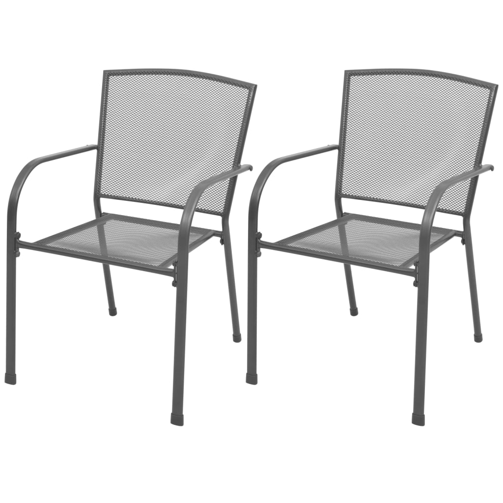 vidaXL 2 db szürke rakásolható acél kerti szék