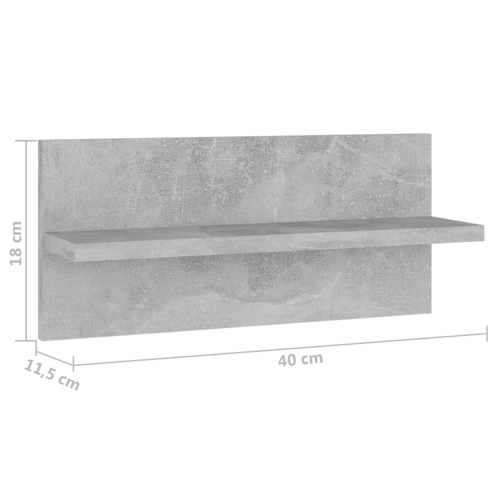 vidaXL 4 db betonszürke forgácslap fali polc 40 x 11,5 x 18 cm
