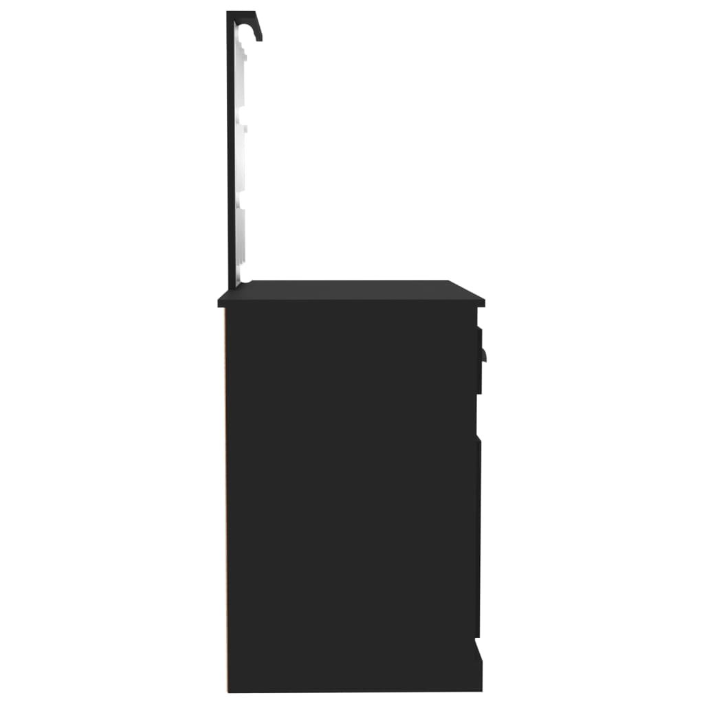 vidaXL fekete szerelt fa pipereasztal LED-del 90 x 50 x 132,5 cm