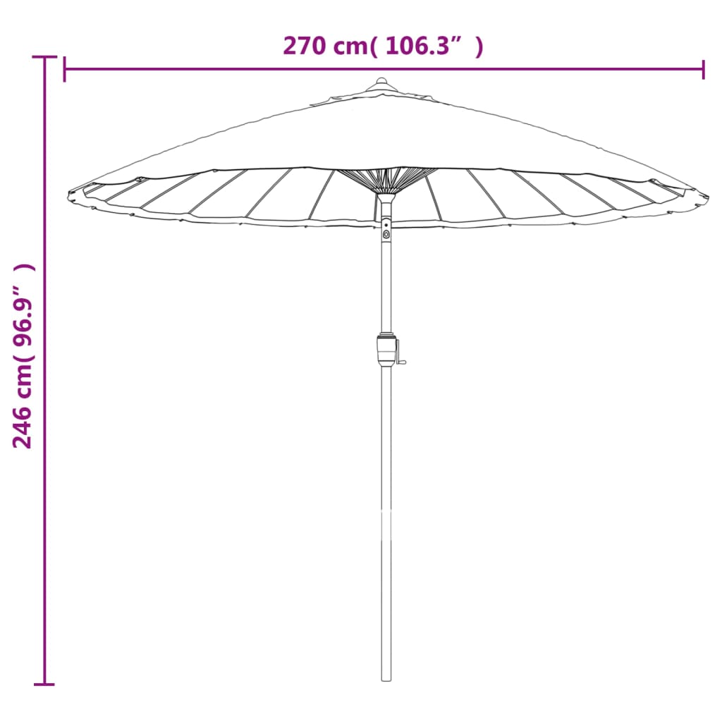 vidaXL bordóvörös kültéri napernyő alumíniumrúddal 270 cm