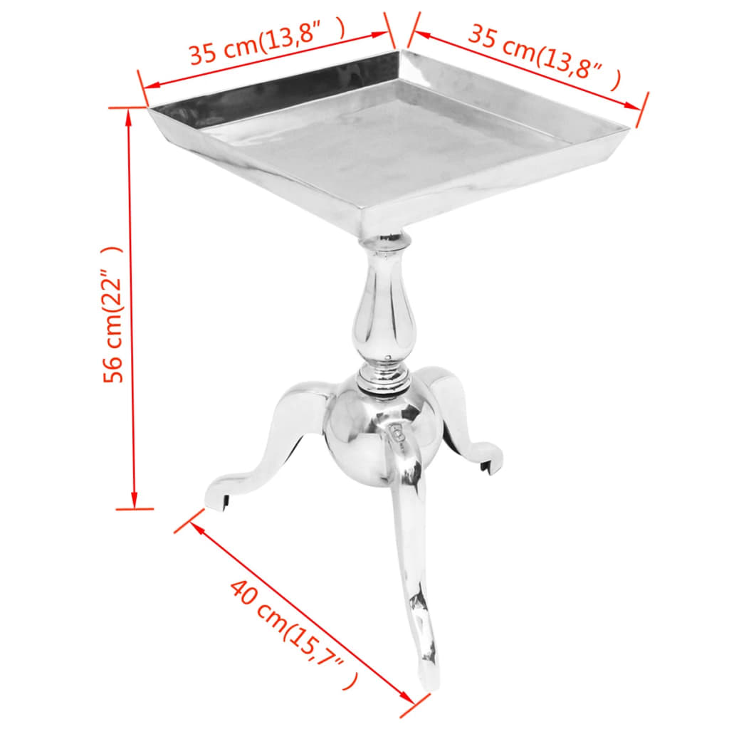 vidaXL Ezüst alumínium négyzet alakú kis-asztal
