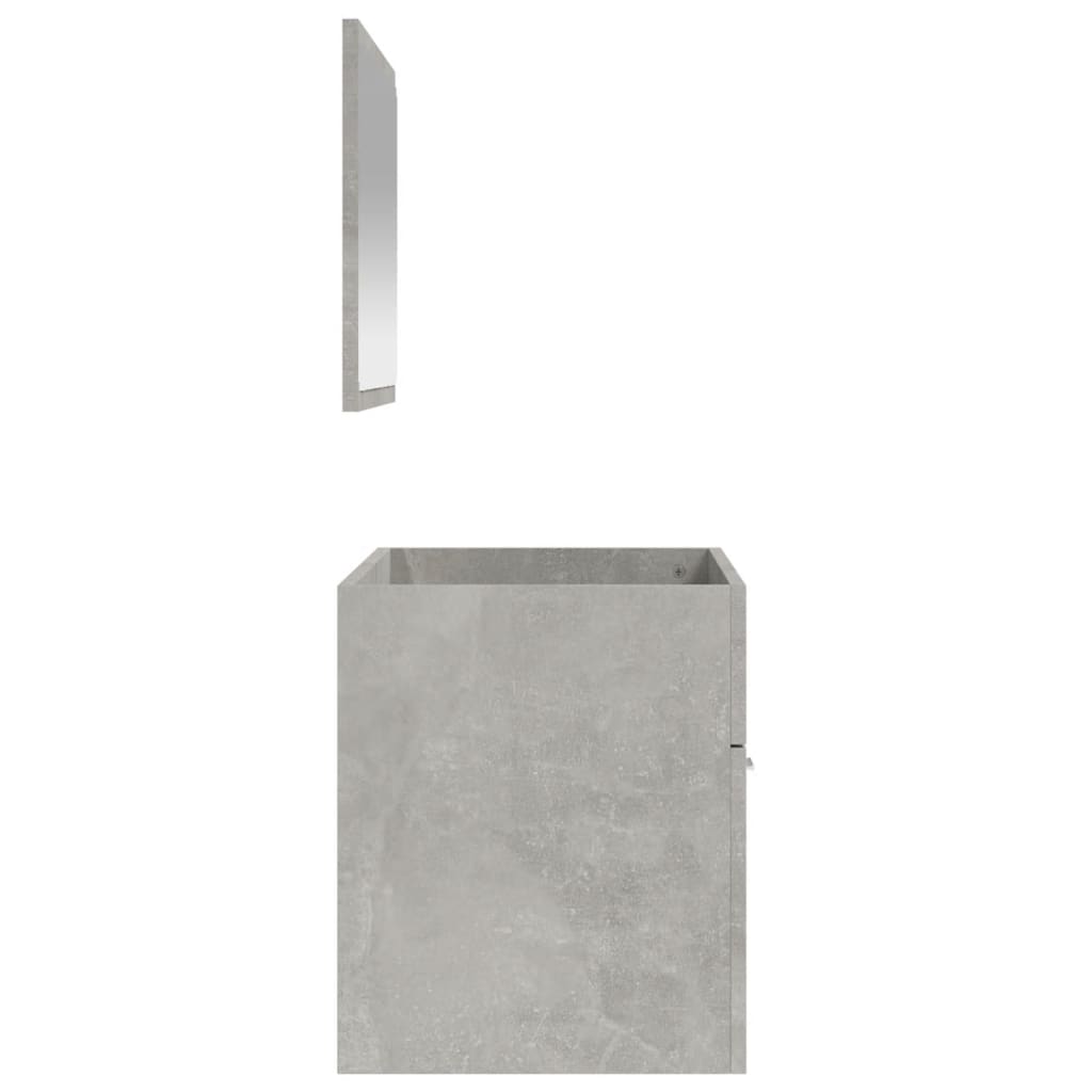 vidaXL betonszürke szerelt fa fürdőszobaszekrény tükörrel