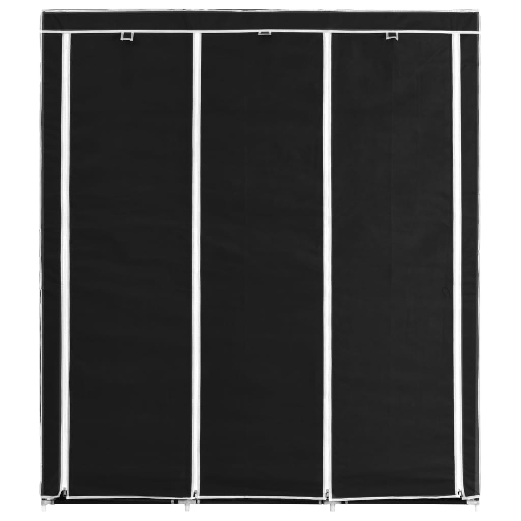 vidaXL fekete szövet ruhásszekrény tárolórekeszekkel 150 x 45 x 176 cm