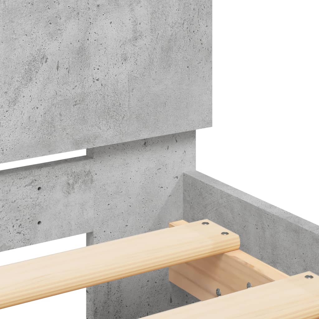 vidaXL betonszürke szövet ágykeret fejtámlával 75 x 190 cm