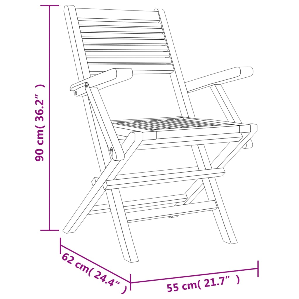 vidaXL 6 db tömör tíkfa összecsukható kerti szék 55 x 62 x 90 cm