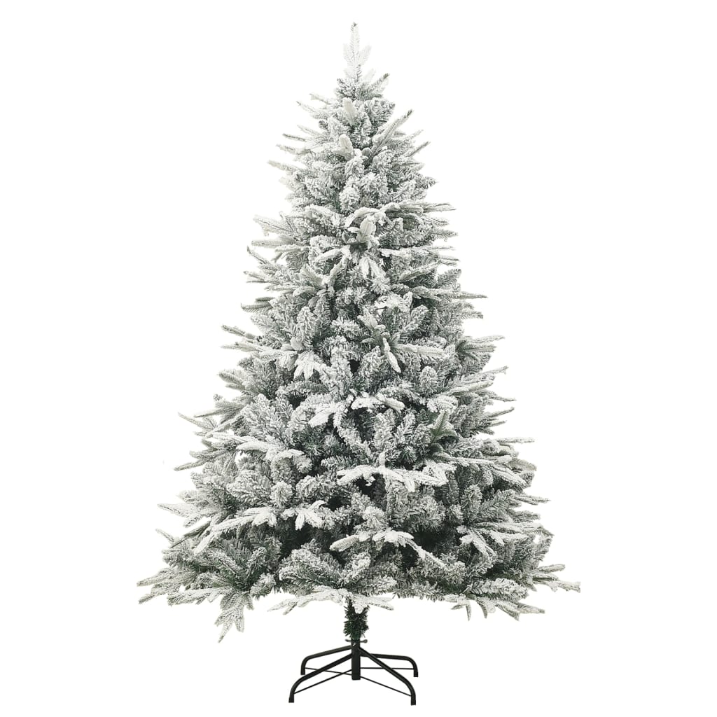 vidaXL PVC és PE műkarácsonyfa LED-del/gömbszettel/hóval 150 cm