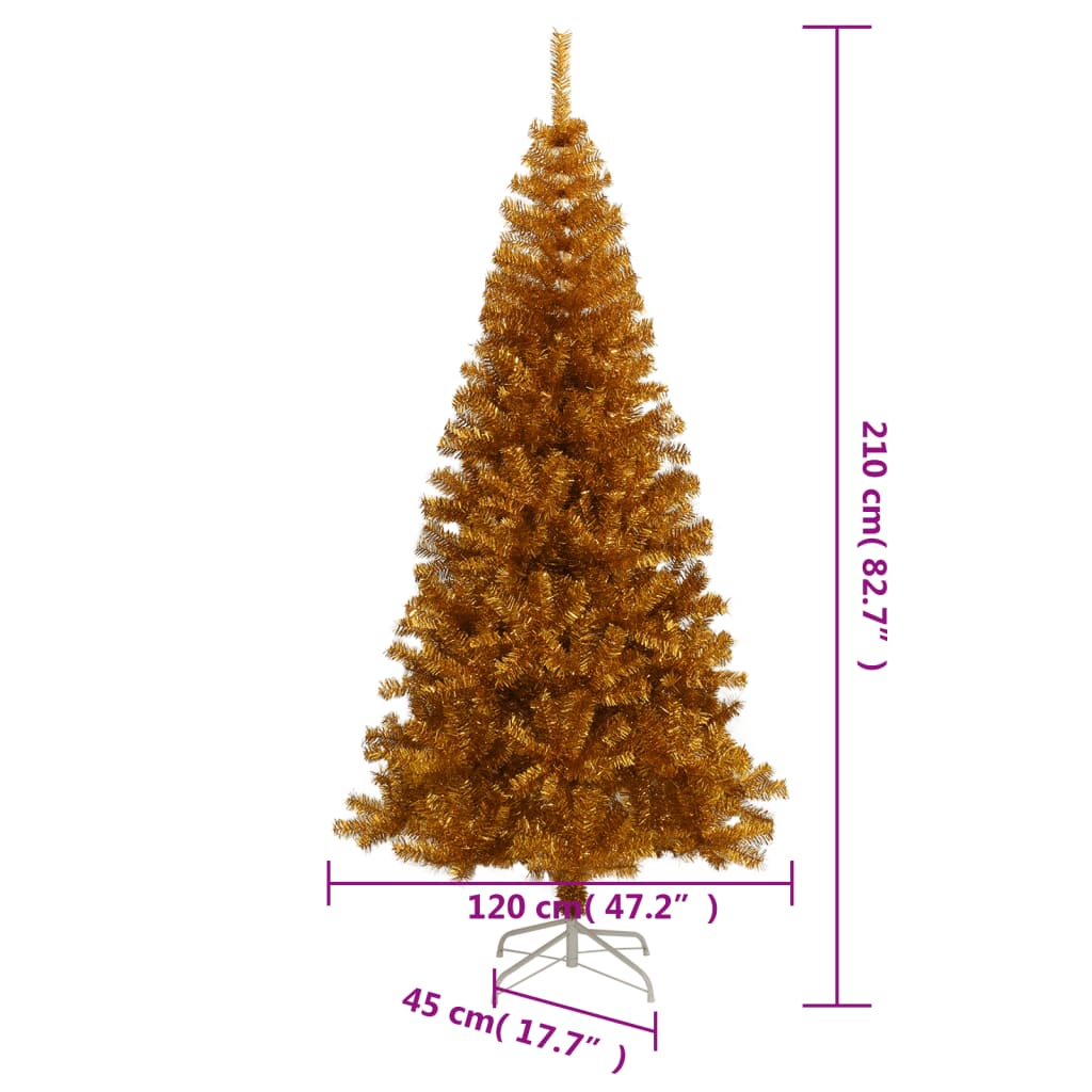 vidaXL aranyszínű PET műkarácsonyfa állvánnyal 210 cm