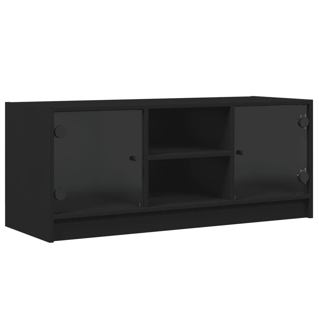 vidaXL fekete TV-szekrény üvegajtókkal 102 x 37 x 42 cm