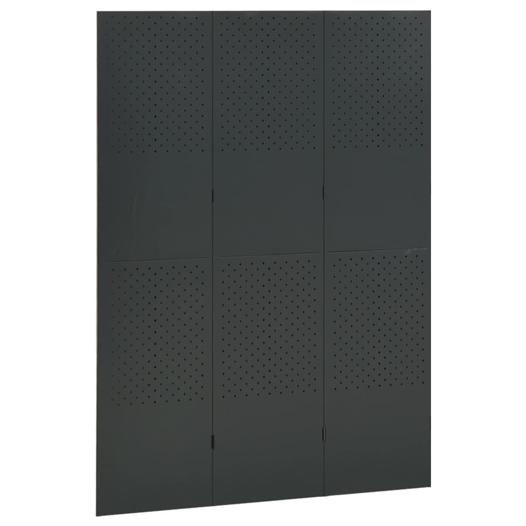 vidaXL antracitszürke acél 3-paneles térelválasztó 120 x 180 cm