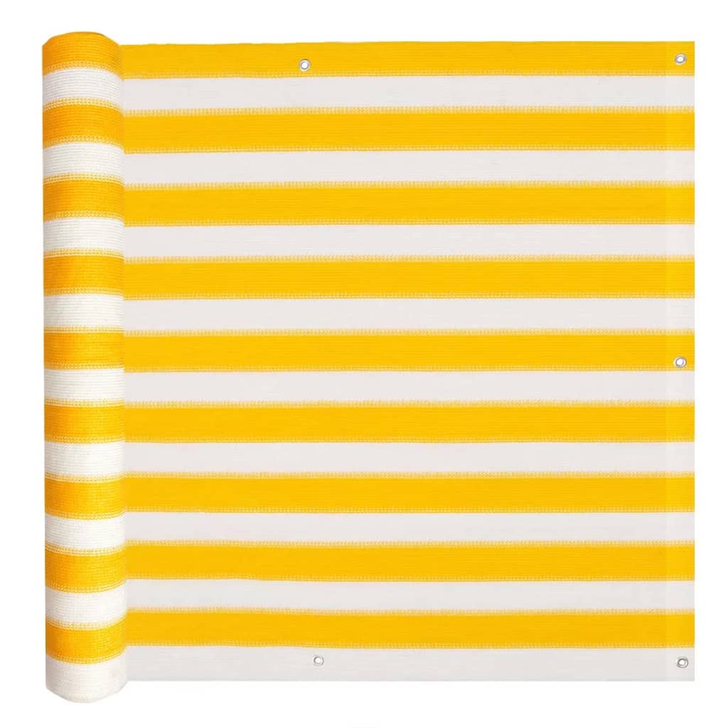 vidaXL sárga és fehér HDPE erkély napellenző 90 x 600 cm