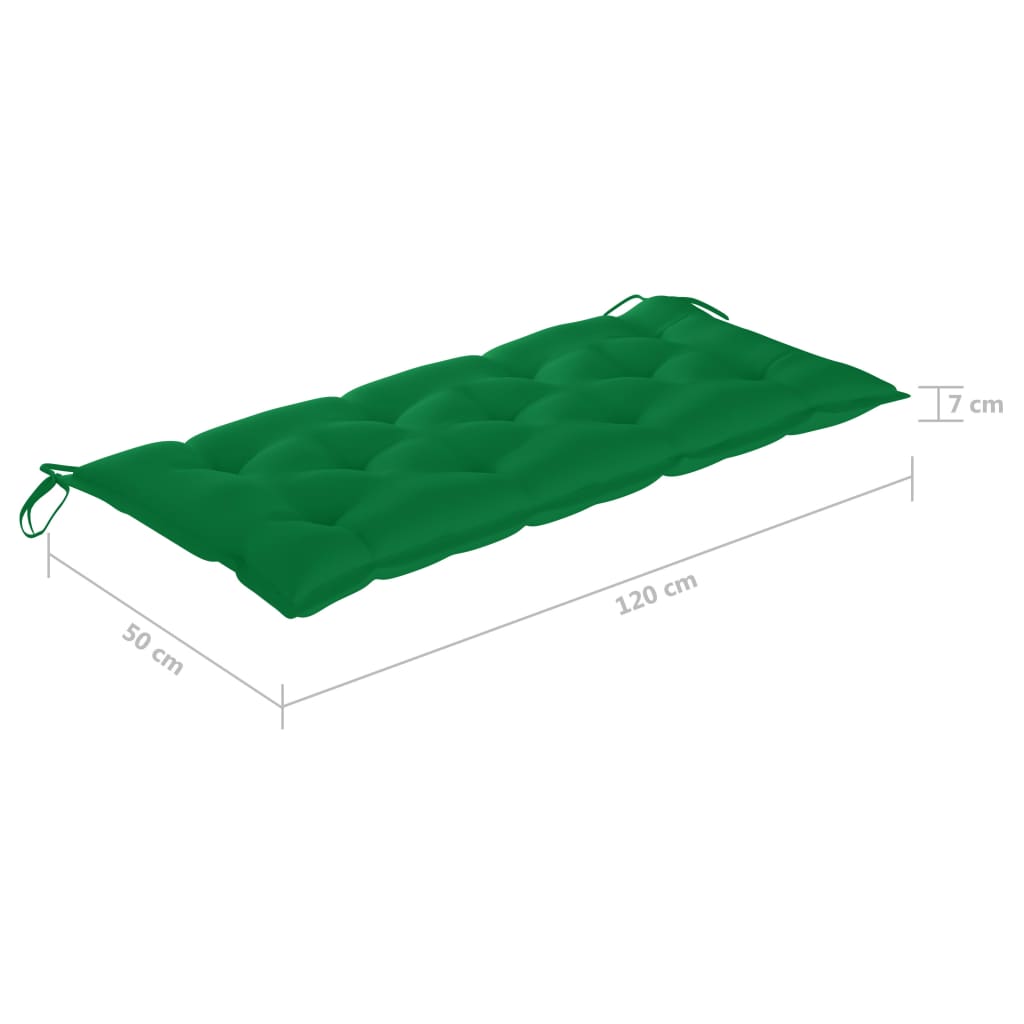 vidaXL tömör tíkfa hintaágy zöld párnával 120 cm
