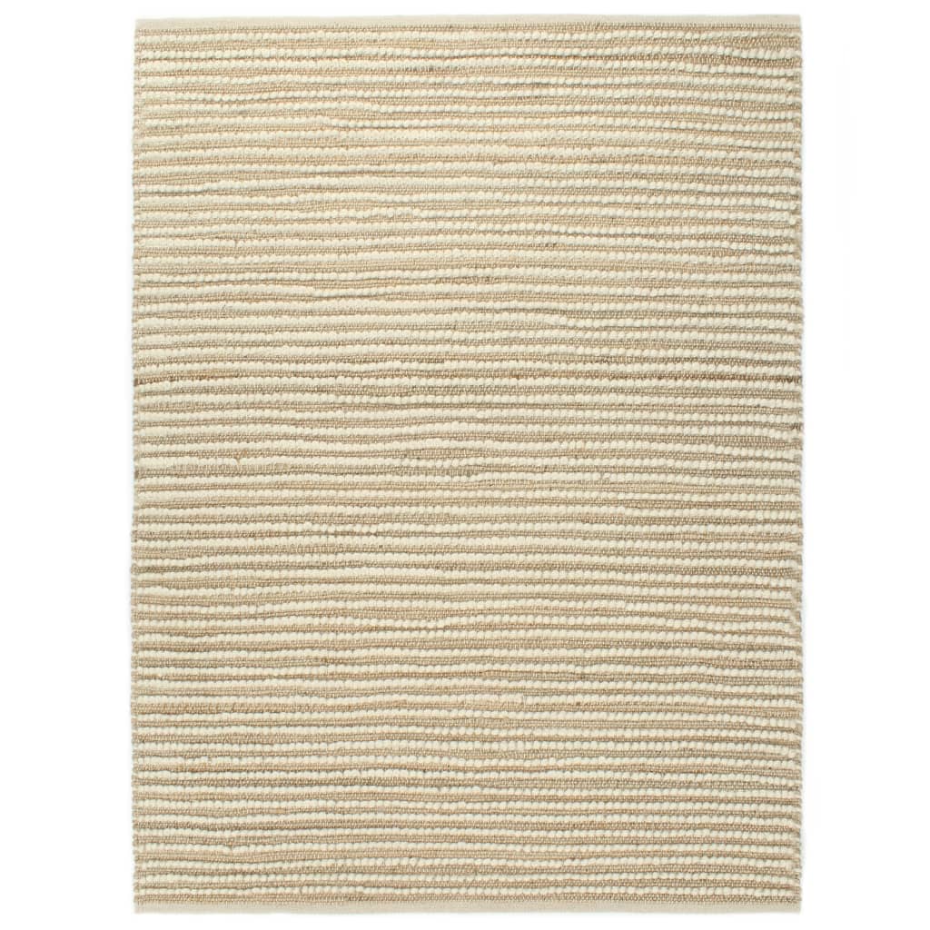 vidaXL fehér-természetes színű kendergyapjú szőnyeg 160 x 230 cm