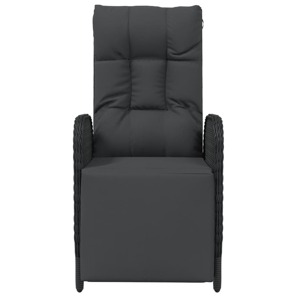 vidaXL 2 db fekete polyrattan dönthető kültéri szék párnával