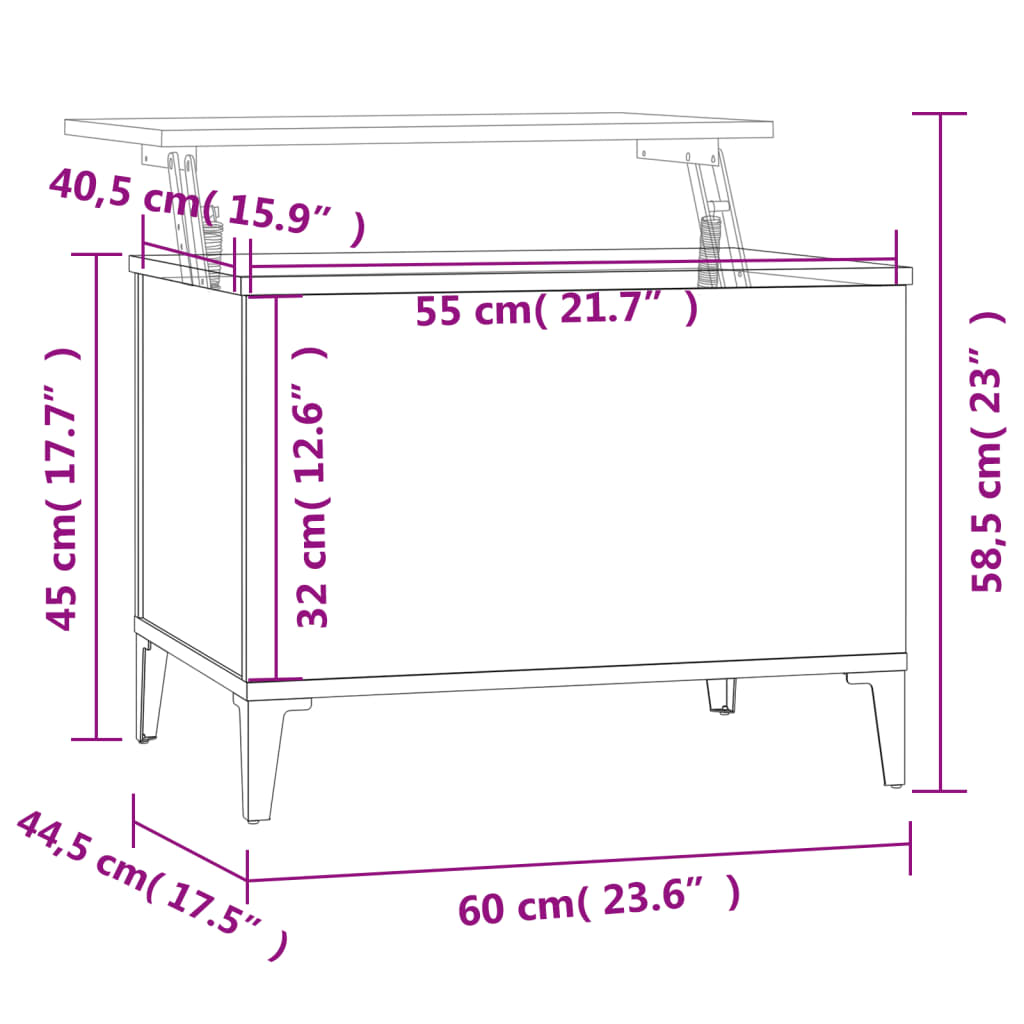 vidaXL fehér szerelt fa dohányzóasztal 60x44,5x45 cm