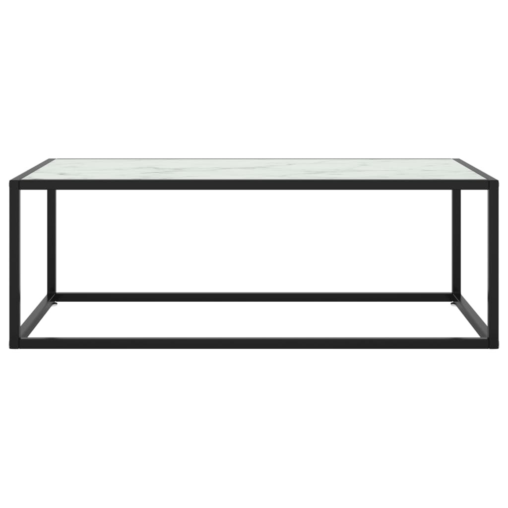 vidaXL fekete dohányzóasztal fehér márvány mintás üveggel 100x50x35 cm