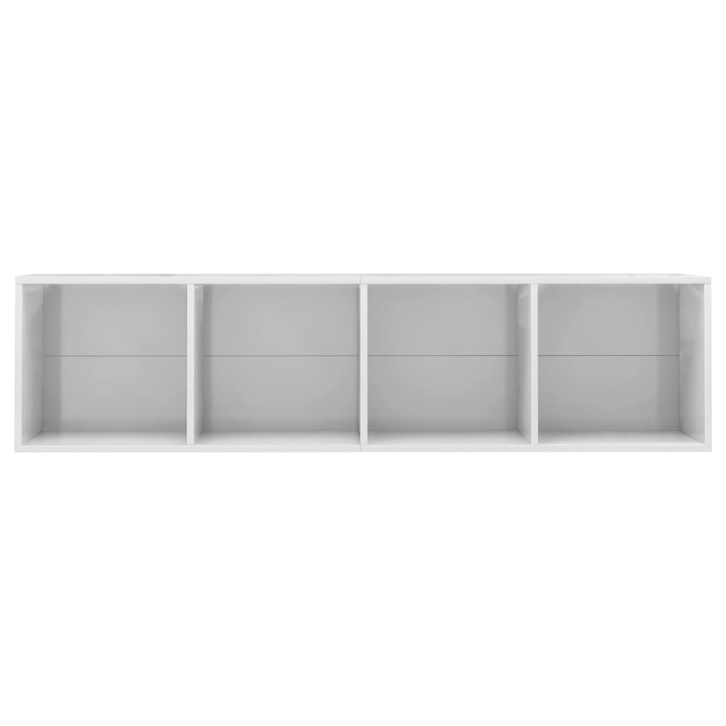 vidaXL magasfényű fehér könyv-/TV-szekrény 143 x 30 x 36 cm