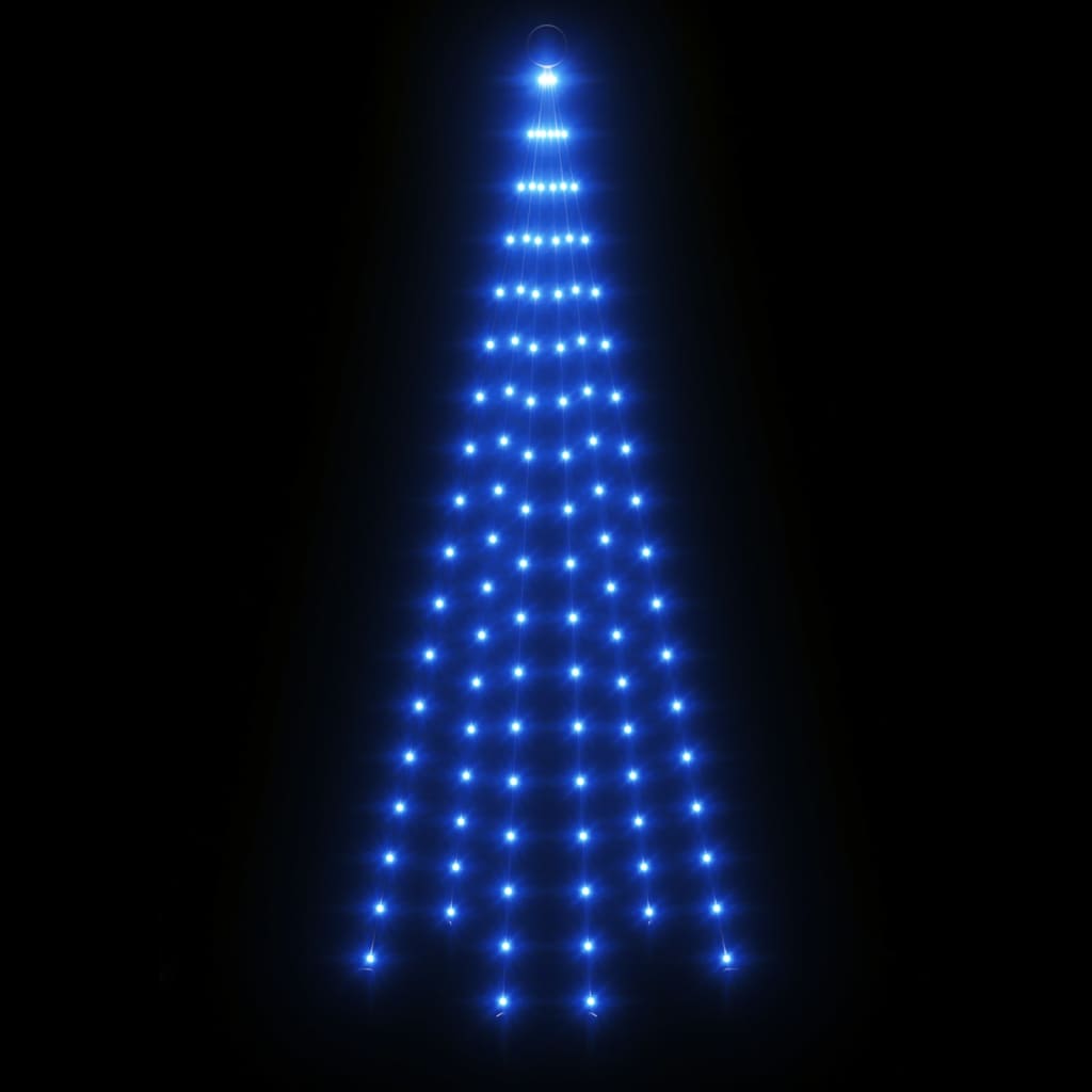 vidaXL karácsonyfa zászlórúdon 108 kék LED-del 180 cm