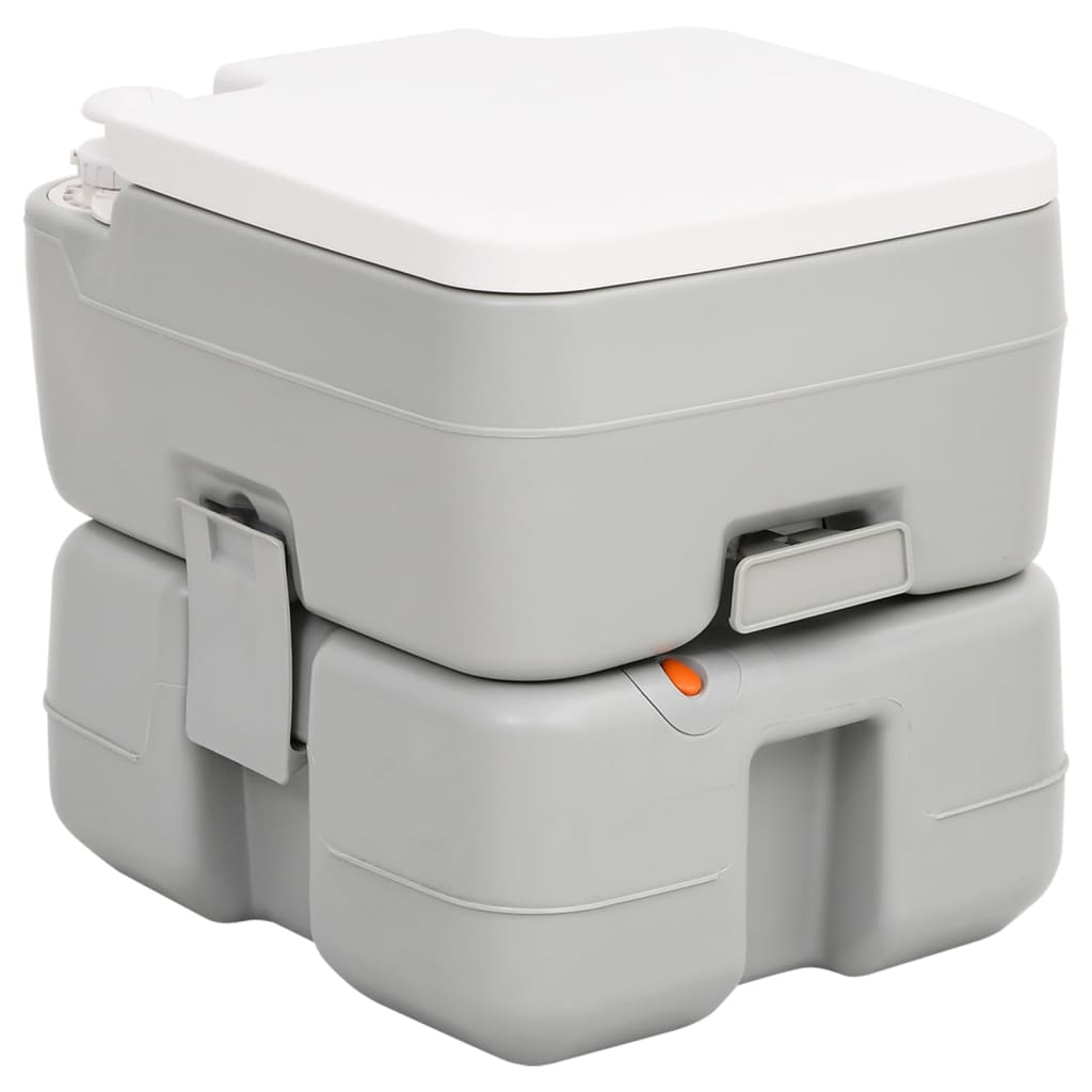 vidaXL szürke-fehér HDPE hordozható kemping WC 15+10 L